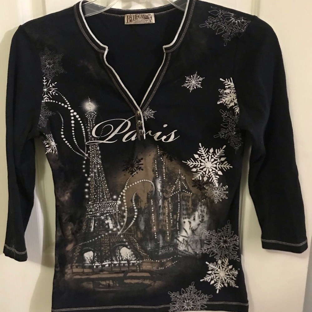 Paris Christmas Brown White Top